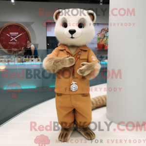 Tan Ferret maskot kostume...