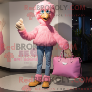 Pink Emu maskot kostume...
