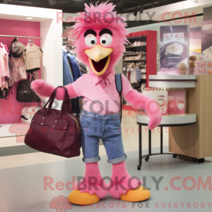 Maskottchenkostüm Rosa Emu...