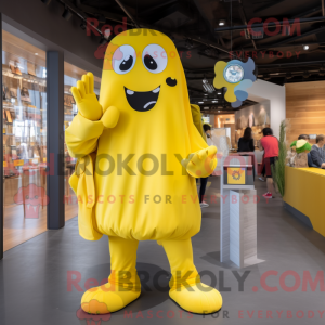 Yellow Ghost mascot costume...