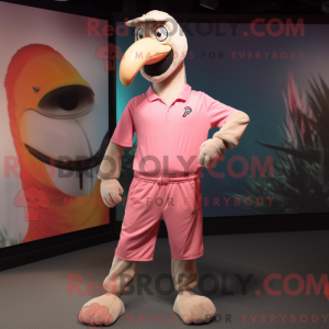 Tan Flamingo mascot costume...