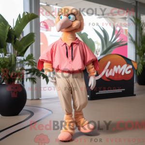 Tan Flamingo mascot costume...