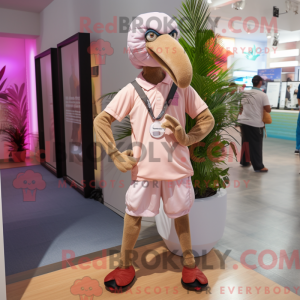 Tan Flamingo maskot kostume...