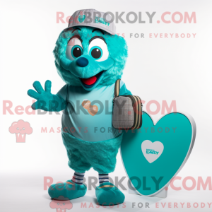 Teal Heart mascot costume...