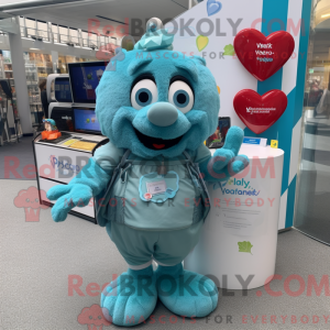 Teal Heart mascotte kostuum...