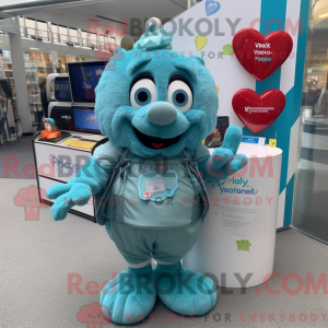 Teal Heart maskot kostume...
