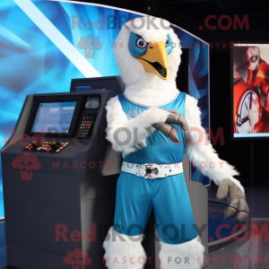 Sky Blue Bald Eagle mascot...