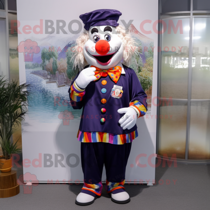 Navy Clown mascot costume character dressed with a Dress Shirt and Scarf  clips