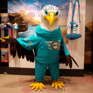 Turquoise Bald Eagle mascot...