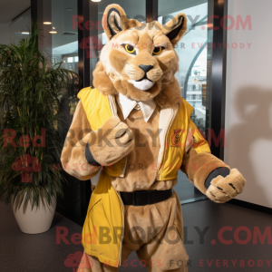 Gold Lynx maskot kostume...