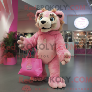 Pink Smilodon maskot...