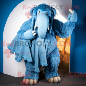 Blue Mammoth mascot costume...