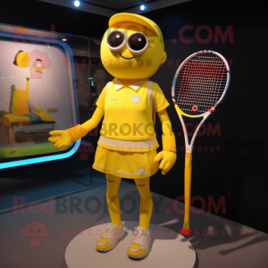 Geel tennisracket mascotte...