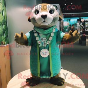 Green Otter mascot costume...