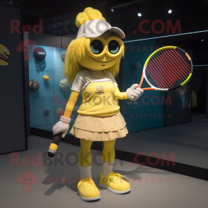 Gul tennisketcher maskot...