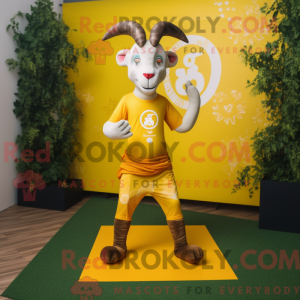 Yellow Goat mascot costume...