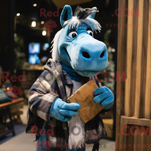 Blå Quagga maskot kostume...