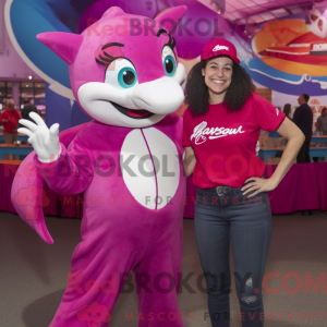 Magenta Delfin Maskottchen...