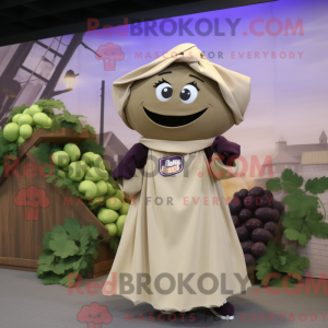 Tan Grape maskot kostume...