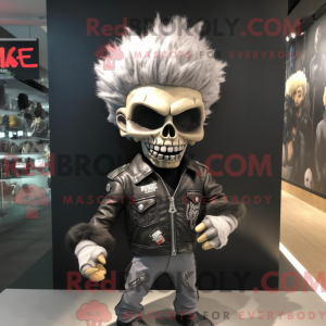 Gray Skull mascot costume...