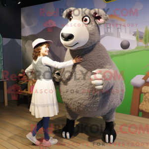 Gray Suffolk Sheep mascot...