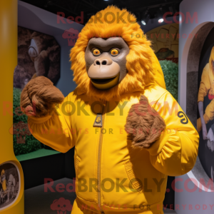Gul Gorilla maskot kostume...
