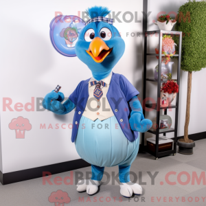 Blue Turkey mascot costume...