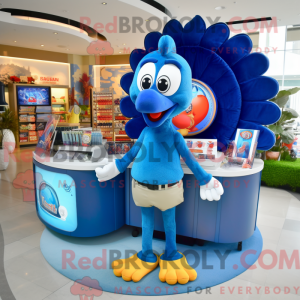 Blå Tyrkiet maskot kostume...