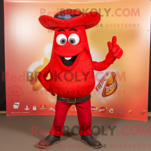 Red Paella mascot costume...