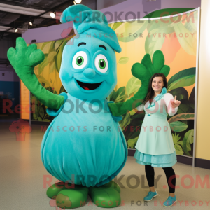 Teal Beanstalk mascot...