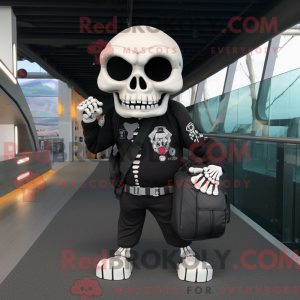 Black Skull mascot costume...