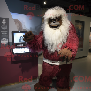 Maroon Yeti mascot costume...