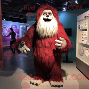 Maroon Yeti mascot costume...
