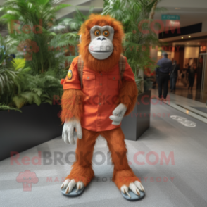 Rust Orangutan mascot costume character dressed with a Henley Tee and Shoe laces