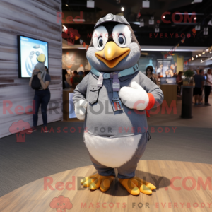 Gray Penguin mascot costume...
