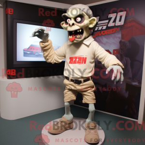 Beige Zombie maskot kostume...