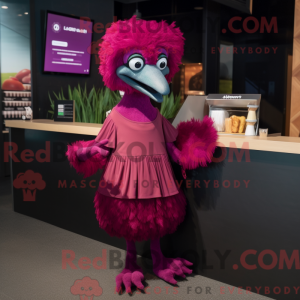 Magenta Emu mascot costume...