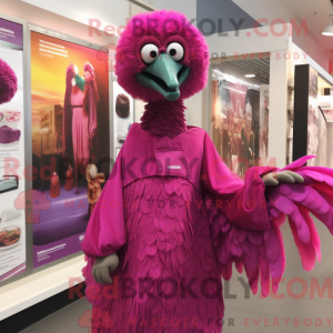 Magenta Emu-mascottekostuum...