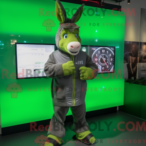 Green Donkey mascot costume...