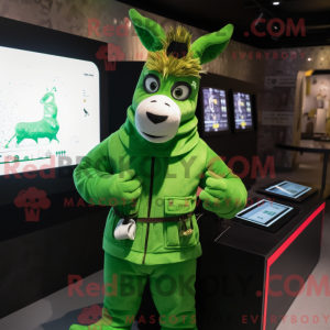 Green Donkey mascot costume...