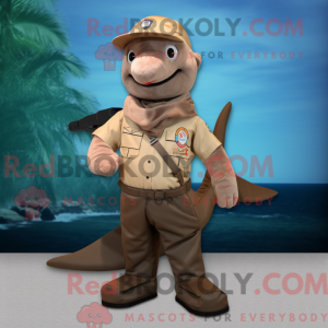 Brun delfin maskot kostume...