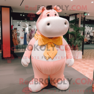 Peach Hippopotamus maskot...