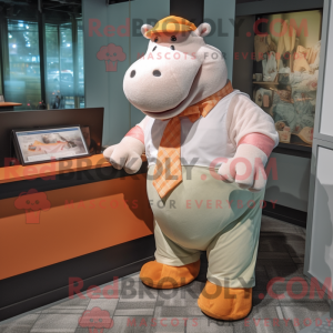 Peach Hippopotamus mascot...