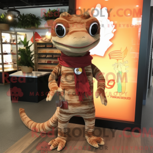 Brun Geckos maskot kostume...