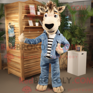 Tan Zebra maskot kostume...