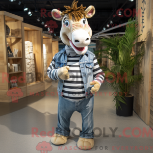 Tan Zebra maskot kostume...