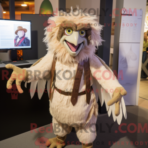 Beige Harpy maskot kostume...