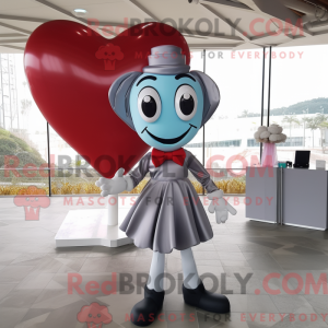 Silver Heart mascot costume...