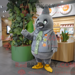 Grå Mango maskot kostume...
