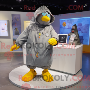 Gray Mango mascot costume...